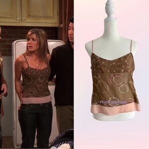 Vintage Brown Floral Embroidered Camisole ASO Rachel Green on Friends